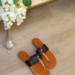 Target Two-Tone Slide Sandals — Black & Brown Tan $10